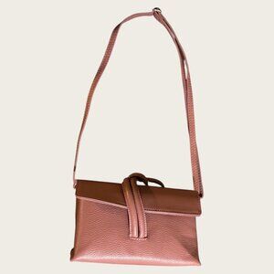 Italian Crossbody Bag & Clutch - Rose - Leather - New, Great Condition